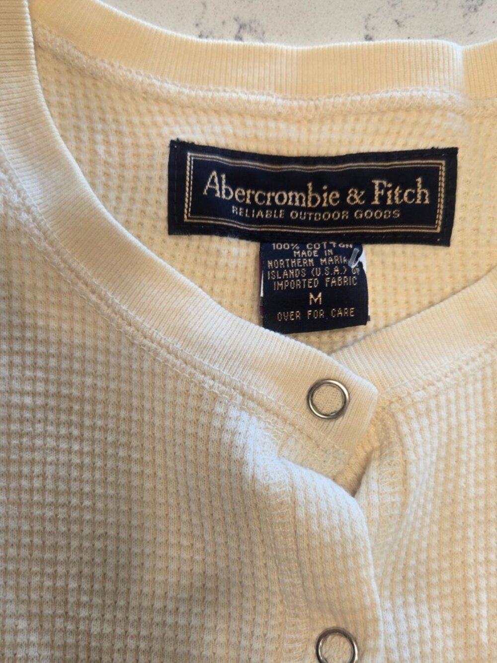 Abercrombie & Fitch Cream Waffle Knit Button Front Cardigan Top Size M - Picture 4 of 6